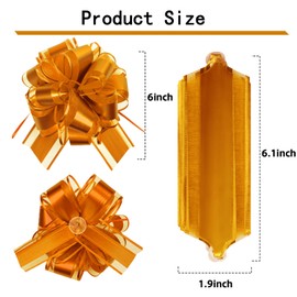 KJSHENDI Gifts Wrapping Pull Bows: Bulk Premium Matte Gold Ribbon Bows for Presents - Gift Wrap Accessiroes for Holiday Decorations & Easter & Mother's Day(6 Inch 12 Pack)
