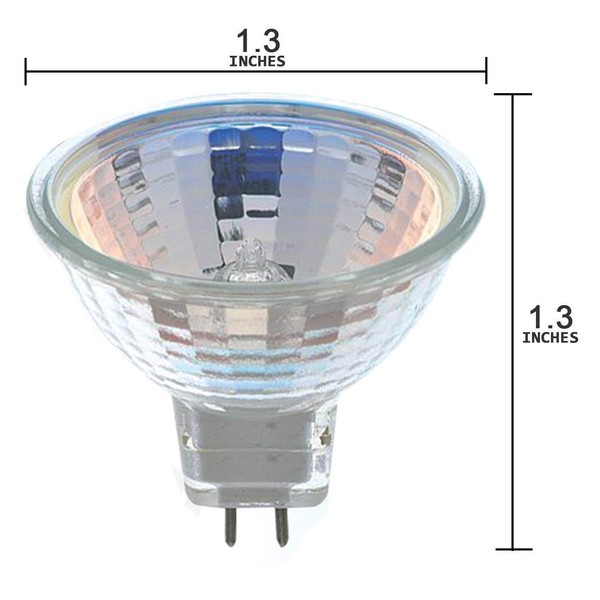 CBconcept - 10 Bulbs - 12 Volt, 20 Watts, MR11, UV Glass Face, G4 Bi-Pin Base FTD Flood Halogen Light Bulb, for Chandelier, Track Light,Fiber Optic Light, RV, Landscape Lighting - Designed in CA