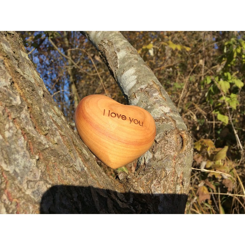 Thankgoods Worry Stone Wooden Heart Engraved I Love You -