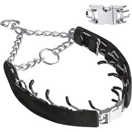 Prong Training Collar for Dogs, Adjustable Dog Pinch Collar with Quick Release Buckle, No Pull Collar for Small Medium Large Dogs, Extra Link and Caps