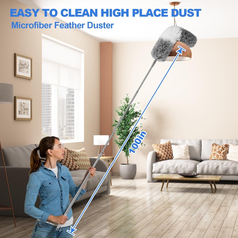 Dusters for Cleaning,Feather Duster with Extension Pole,Ceiling Fan Cleaner Duster,Duster