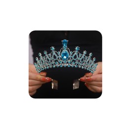 JWICOS Rhinestone Crystal Tiaras and Crowns Bridal Crowns for Women Princess Tiara for Birthday Wedding Prom Party (Blue)