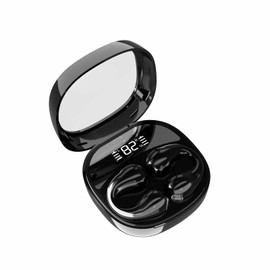 GLOGO Clip-On Open Ear Headphones, Wireless Earbuds Bluetooth 5.3, Clip Earbud with Digital Display Charging Case 80 Hours Playtime, IPX5 Waterproof Sports for Cycling, Black