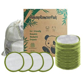 20 Pack Reusable Makeup Remover Pads with Laundry Bag, Environmentally Friendly and Suitable for All Skin Types, Washable Bamboo Cotton Rounds White