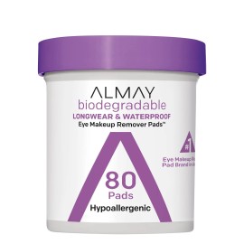 Almay Biodegradable Makeup Remover Pads, Longwear & Waterproof, Hypoallergeni.