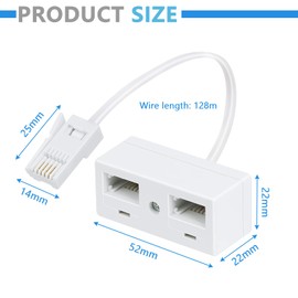 1 Pcs BT Telephone Splitters 2 Way Sockets, Splitter UKTelephone Adapter, UKTelephone RJ11 Male Plug to Double Female Socket Extender, for UKLandline Telephone FAX Modem Cable Adapter and Converter