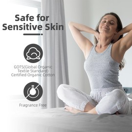 Grounding Fitted Sheets 90% Organic Cotton+10% Pure Silver Fiber, Grounded Sheets with Grounding Cord, Bed Grounding Kit for Healthy Sleep Therapy (Gray, Full(75.4 * 54 * 15.5inch))