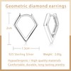 Glintara 925 Sterling Silver Hoop Earrings, Silver Rhombus-Shaped Hoop Earrings