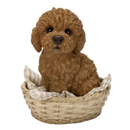 Uvia Bamboo Basket Poodle Red 12.5 x 10.5 x 14cm Doll Figurine Figurine Animal Garden Decoration Realistic Cute Dog Dog H24121-1