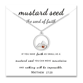 Mustard Seed Necklace First Communion Gifts for Girls Inspirational Gifts Christian Baptism Faith Jewelry Gift (silver)