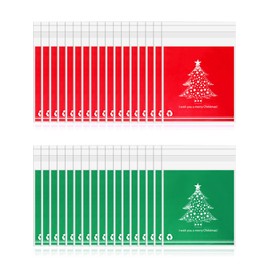 200 Pieces Christmas Treat Bags Clear Self-adhesive Candy Bags Cellophane Plastic Cookie Bags for Party Favors Christmas Decoration (Christmas Tree Style)