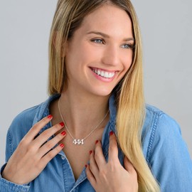 FindChic Dainty Angel Number 444 Necklace for Girls Women Stainless Steel Numberal Pendant Lucky Jewelry Gift for Daughter Her Teen Girls