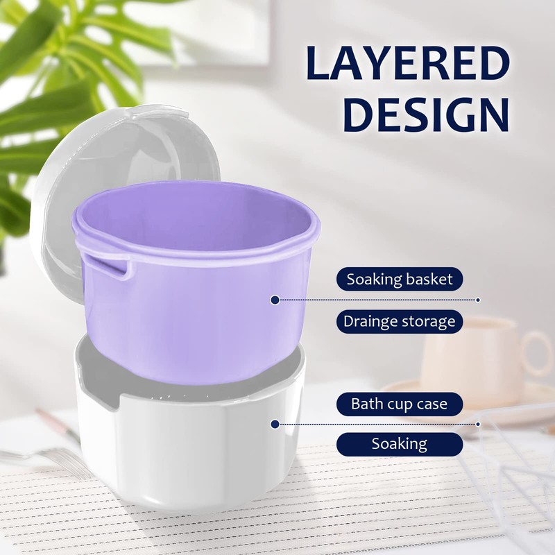 TIAOCITY Denture Box for Storage and Immersion Dentures Cleaning Baths
