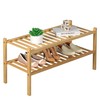 ROMGUAR CRAFT 2 Tier Bamboo Shoe Rack for Closet Free