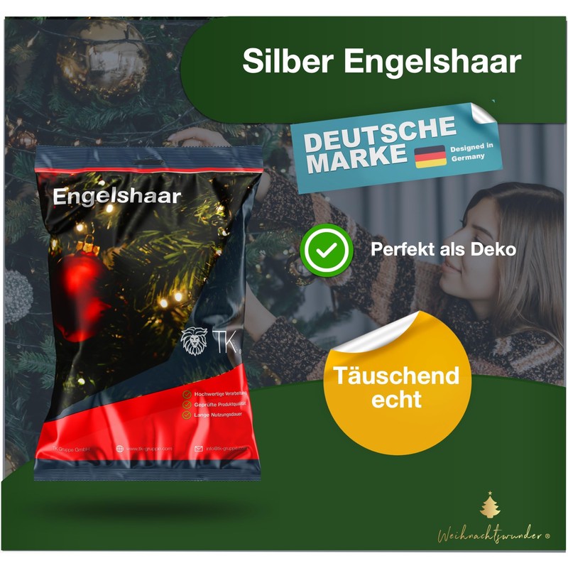 TK Gruppe Timo Klingler Angel Hair Curly Tinsel for Christmas