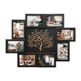 HELLO LAURA - Picture Frame Collage Large Wall Hanging Photo Frames Elegant Tree Collage Frame Gifts for Family Friends 4x6 inch Home Wall Decor Gallery Display (Black - Copper Tree)