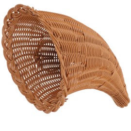 Kichvoe Thanksgiving Cornucopia Basket Horn of Plenty Basket Harvest Horn Basket Wicker Autumn Fall Centerpiece Basket