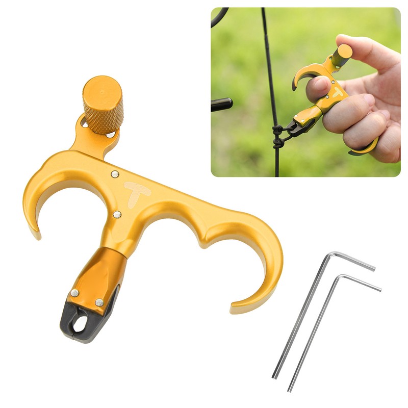3 Finger Hand Held Bow Release Aluminum Alloy Thumb Release