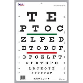Snellen Linear Spacious Eye Chart with Red Green Bar Visual Acuity Test at 6m/20ft, 12" x 18"