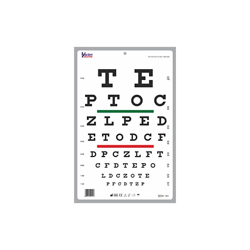 Snellen Linear Spacious Eye Chart with Red Green Bar Visual