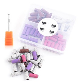 NMKL38 60 Pcs Nail Drill Bits Sanding Bands Nail Drill Bits 80 120 180 240 Grit Nail File Sanding Bands for Acrylic Nails Gel Manicures and Pedicure