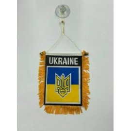 FI UKRAINE TRIDENT CREST DOUBLE SIDED 4"x6" Mini Window Banner Flag