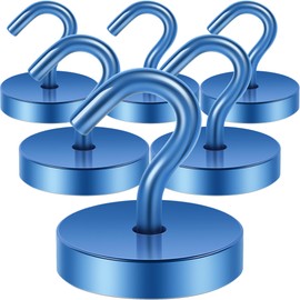 Neosmuk Magnetic Hooks, 47 kg, Extra Strong for Locker Organisation, Neodymium Magnets, Very Strong for Workshop Equipment, Rear Tent, Grill, Clothes Hooks, Navy Blue