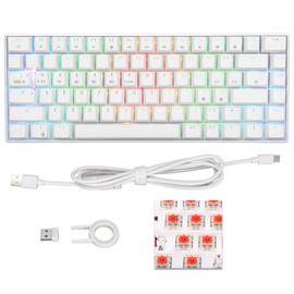 Mechanical Keyboard 82 Keys RGB Wireless 2.4G BT3.0 Type C Wired Connection Ergonomic 1800mAh Battery Wired KeyboardRed Switch