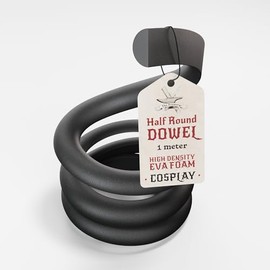 The Foamory High Density EVA Foam Dowel/Bevel - 1 Meter Cosplay Craft Material - Multiple Shapes - Multiple Diameters 5-40mm - Black (Single Pack - 5mm Diameter - Half-Round Dowel)