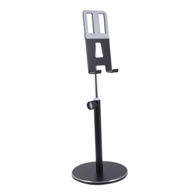 KOMBIUDA Height Adjustable Desktop Phone Holder Aluminium Alloy Tablet Support Stand Black with Adjustable Angle Charging Skid Pad and Durable Design