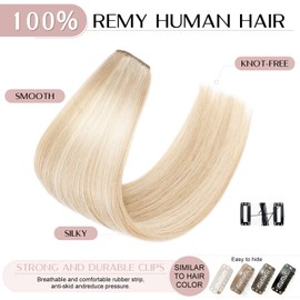 8" Clip in Hair Extensions Human Hair #18/613 Ash Blonde&Bleach Blonde (45g)