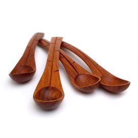 Chulo de Bonito - Juego de 4 cucharas LE´| Cucharitas de madera dura | Bruñidas a mano por artesanos y con acabado en cera | Cuchara de cocina para salsas, miel o especias.