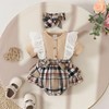 HEOXIN Baby Girl Dress, Lace Ruffle Edge Short Sleeves Snap