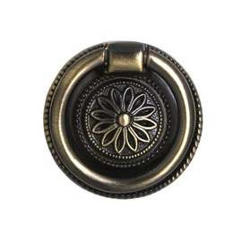Utopia Alley Medici Cabinet Ring Pull Knob - Decorative Cabinet Drop Pull Knobs for Cabinets and Drawers - Vintage Cabinet Hardware with Hand Finished Antique Brass - Metal Drawer Pull Knobs 1 5/8"