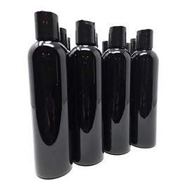 Bwana Butter Black Opaque PET Cosmo Bottles 8 oz. with Dispensing Caps & Protective Liner, Set of 12