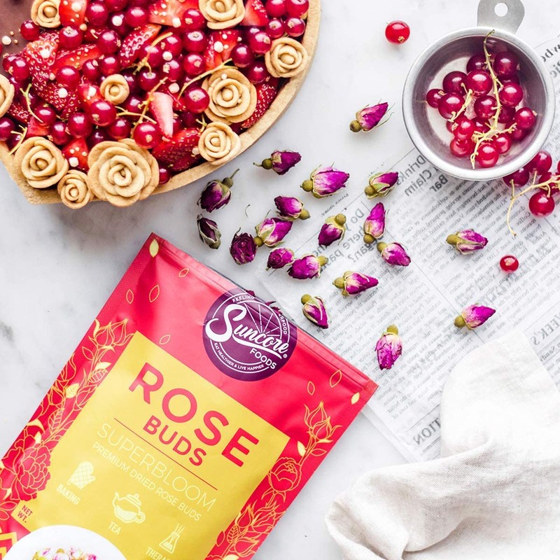 Suncore Foods Dried Rose Buds Bloom, Caffeine-Free Tea, Gluten-Free, Non-GMO,