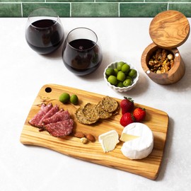 Rock & Branch Olive Wood Cutting and Serving Board, Wooden Chopping Board for Kitchen, 11-13/16" x 6-9/16"