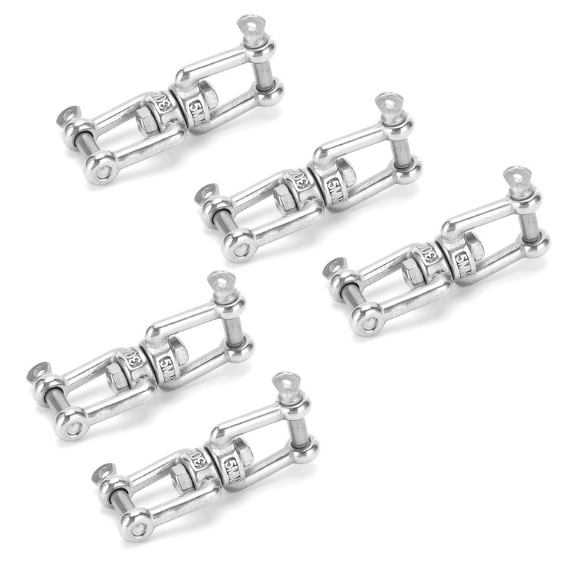 5Pcs Rotating Snap Stainless Steel Double Ended Antiknot Swivel Hook