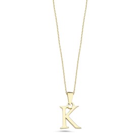 Wish Carat - 100% 14k Real Gold Necklace for Women | Dainty Charm Alphabet Name Letter Initial Necklaces for Women | Custom Pendant Jewelry for Her | Birthday Gifts for Women | 18''
