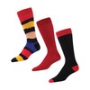 MeMoi Paint Block Cotton Blend Crew Sock 3 Pack Black-Red