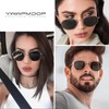 YWWPMDOF Polarized Sunglasses for Womens Men Trendy Square Hexagonal Flat