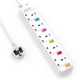 Mscien Multi Scokets Extension Lead Individually Switched 5 Way Surge Protected Power Strip Wall Mountable Extension Cord 1.8M ¡­