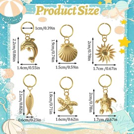 HICOHAND Gold Bikini Charms, 6 PCS Stainless Steel Swimwear Accessories Sandal Charms for Women's Swimsuits Waterproof & Tarnish-Proof Summer Beach Party