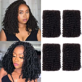 Afro Kinkys Bulk Human Hair for Dreadlock Extensions Braiding Twist Braids Repair Locs Afro Kinky-Curly Human Braiding Hair Bundles For Men Women Kids 12 Inch 4 Bundle 120g Natural Black Soft Fluffy