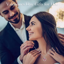 TOUPOP Ruby July Birthstone Sterling Silver Moon and Star Pendant Necklace Heart Crystal Jewelry Birthday Mothers Day Gifts Her Girlfriend Wife Mom Daughter