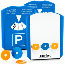 Com-four ® parking disc with ice scraper, rubber lip, shopping cart chip, broom