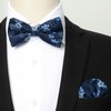 HISDERN Pre-Tie Solid Paisley Bow Tie Pocket Sqaure Men's Bowties