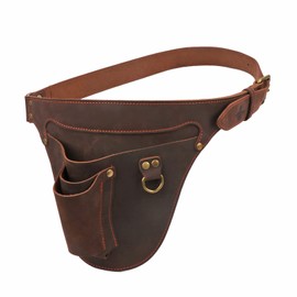 Tourbon Genuine Leather Florist Tool Belt Bag Gardener Farmer Tools Holster Waist Pouch Electrician Carpenter Organizer Kit 3 Pockets (Brown, 42 inches)