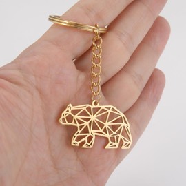 VASSAGO Stainless Steel Hollow Out Animal Keychain Backpack Car Purse Keys Accessories Purse Charm Key Ring for Men and Women (bear keychain, gold)