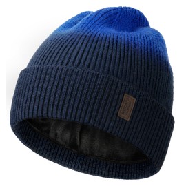 Wmcaps Beanie for Men, Stretchy Soft Cuffed Wooly Beanie with Thick Warm Lining, Unisex Classic Winter Hat, Gifts for Women/Men/Her/Him/Dad(Tie Dye Blue)